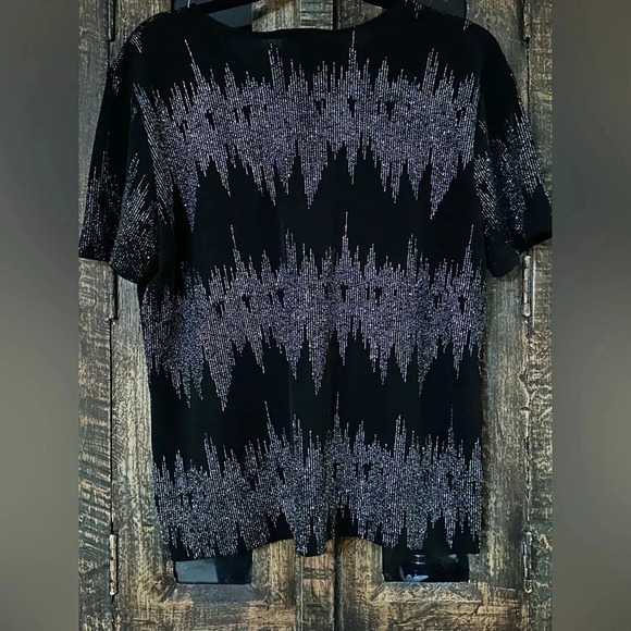 Bentley short sleeve black and sparkling top. EUC size XL Party, New Years - Picture 3 of 5